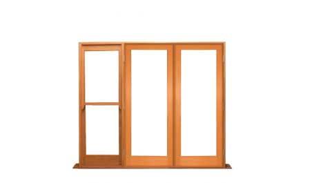 single light: 2 doors + 1 doublehung on left