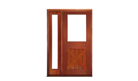 hampton cross brace 1 light: single door + sidelight on left