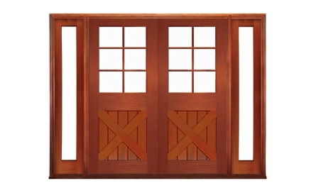 hampton cross brace 6 light: double door +  two sidelights